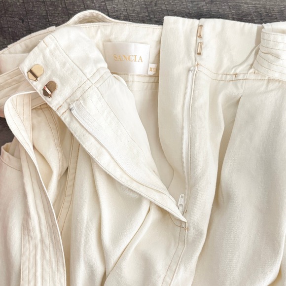 Sancia‎ Anthropologie Marla Ivory Hemp Blend Coastal Wide Leg Pants Womens XS - Picture 6 of 9